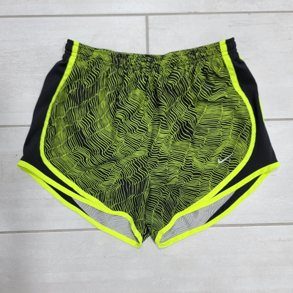 NIKE Dri-FIT Women's Black and Yellow Running Athletic Shorts